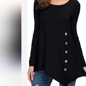 NWT top long sleeves size xs black with button